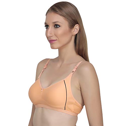 Image of Women Non Padded Bra - Made of Pure Cotton Full Coverage Non Wired Seamless Pushup Soft Cup for T-Shirt Saree Dress Sports Garment for Daily Use Everyday