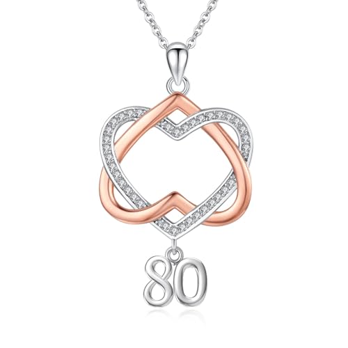 Collar de plata de ley 925 con forma de corazón de amor para el día de la madre, Navidad, aniversario, regalo de cumpleaños de 13, 16, 18, 21, 30, 40, 50, 60, 70, 80, Plata de ley, Circonita cúbica