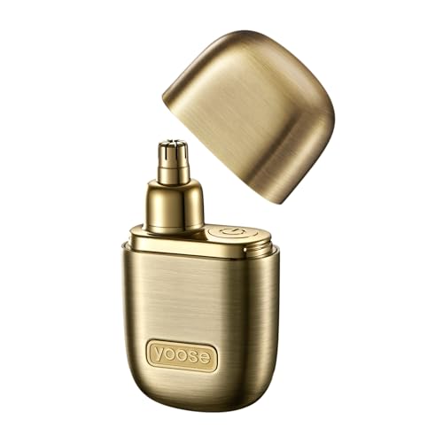 Image of yoose Nose Hair Trimmer, Alloy Rechargeable Nose Hair Trimmer for Men Women, IPX7 Waterproof, Detachable Head, Easy to Clean, Portable Travel Size Nose Trimmers, Dual Edged Blades, Painless, Gold