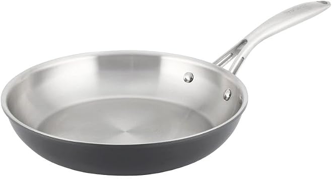 ProCook Professional Bi Ply Stainless Steel Frying Pan - 24cm, Durable Non Stick Saute Skillet - Black, Heavy Duty Cookware