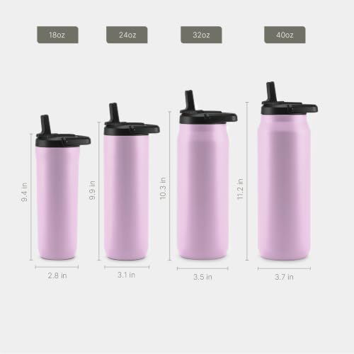 Image of ZULU Base 32oz Stainless Steel Water Bottle with 3 Lids- Straw, Chug, Twist | Double Walled and Vacuum Insulated Metal Thermos | For Gym, Outdoor | Built in Carry Loop, Dishwasher Safe, Pink