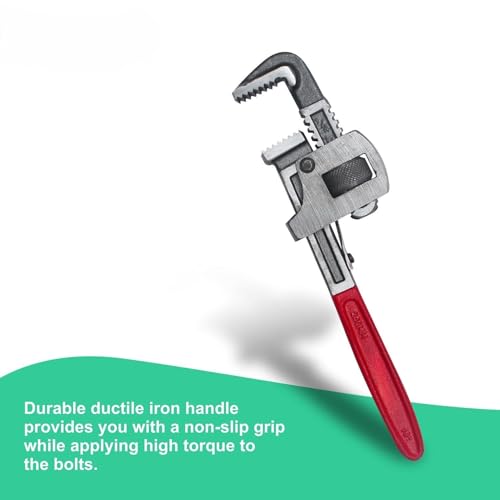 Image of Padmakshi Tools Pipe Wrench 10 Inch - Heavy Duty Adjustable Steel Wrench (Red) | Rust-Resistant Plumbing Hand Tool for Pipe Fitting, Home Repair & Professional Use