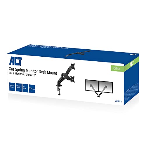 Brazo de monitor dual ACT AC8312 con resorte de gas para pantallas de 13 a 32 pulgadas VESA 2