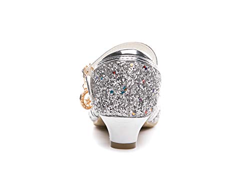 Kid Girls Glitter Wedding Sandals Sequin Party Bridesmaids Princess Crystal High Heels Shoes3