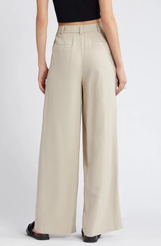 Image of Elendra Cotton Blend Wide Leg Pants for Women | HIGH Waist Formal Baggy Pants