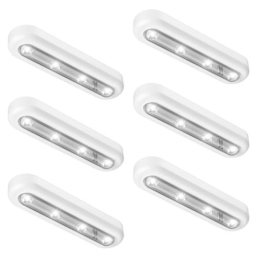 OxyLED licht mit bewegungsmelder batterie，LED Bewegungsmelder Schrankleuchten mit Stick-On Magnetstreifen, Batterie Kleiderschrank Lampen Unterbauleuchte für Küche Treppe 6 pack
