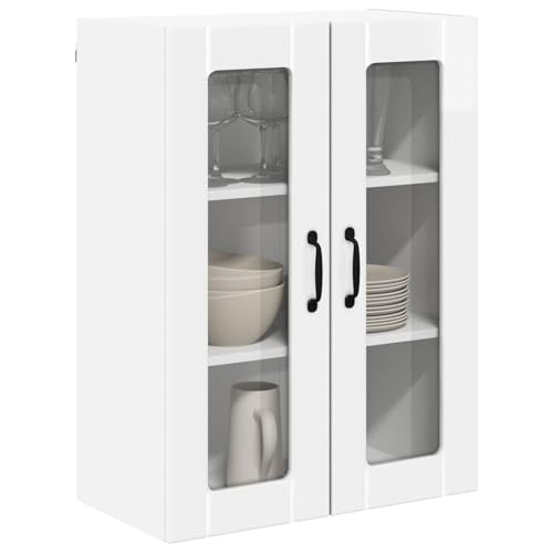ATOMSTACK MAKER Armoire de cuisine 60 x 31 x 80 cm, blanc brillant, armoire minimaliste en bois avec portes coulissantes, grand espace de rangement pour...