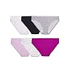 Fruit-of-the-Loom-Womens-Underwear-Cotton-Stretch-Panties-Regular-Plus-Sizes Fruit of the Loom Women's 6 Pack Cotton Stretch Bikini Panties, Assorted, 5