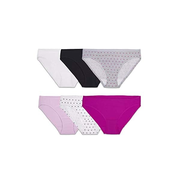 Fruit-of-the-Loom-Womens-Underwear-Cotton-Stretch-Panties-Regular-Plus-Sizes Fruit of the Loom Women's 6 Pack Cotton Stretch Bikini Panties, Assorted, 5