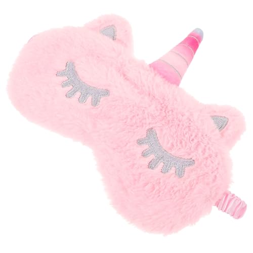 CIYODO ピンクのふわふわユニコーン睡眠用アイマスク 軽量で柔らかい毛織素材 快眠サポート 旅行や昼寝に 伸縮性ストラップで快適フィッ