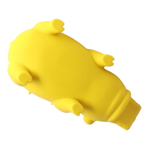 Qcwwy Schweineform Latex Haustier Kauspielzeug Langlebige Angst Interaktives Hund Kauen Spielzeug für Welpen Hunde Bildungsdesign Zum Training von Kauenkraft für Hunde und Katzen Gelb