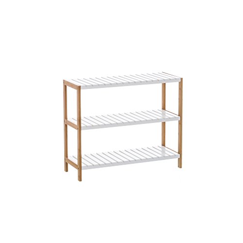 LOLAhome Estantería Blanca de bambú con 3 baldas nórdica para Cuarto de baño Basic