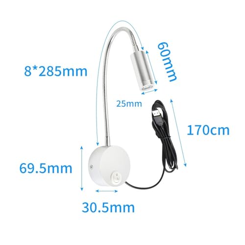 Lámpara de lectura para evitar fatiga ocular en la cama con conexión USB y luz de noche cálida 2