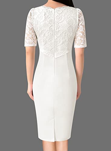 VFSHOW Womens Floral Lace Ruffle Peplum Bow Split Short Sleeve Cocktail Party Bodycon Pencil Dress2