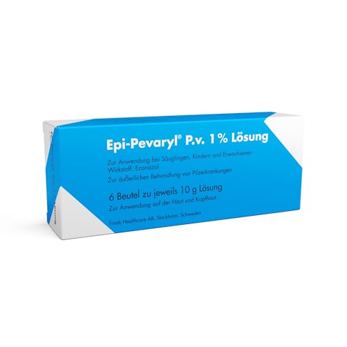 Epi-Pevaryl P.v. 1% 6x10g1 Lösung - Behandlung von Pilzerkrankungen der Haut und Kopfhaut. Gegen Kleienpilzflechte (Pityriasis versicolor) - Hautpilz Creme - Fußpilz Creme - einfachen Anwendung