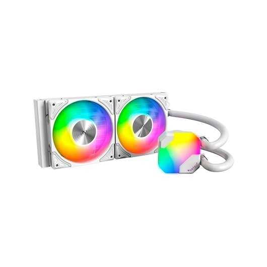 Image of MONTECH HyperFlow ARGB 240 - AIO CPU Liquid Cooler, Intel&AMD Compatible, Chart-Topping Performance, Enhanced 3100RPM Water Pump Design, 3X Metal Pro 12 ARGB Ultimate Cooling Fans - White