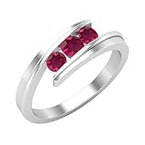Dazzlingrock Collection Anillo de compromiso clásico con piedras preciosas creadas en laboratorio, diseño clásico pasado, presente, estilo futuro de derivación Trinidad para mujeres, plata de ley 925
