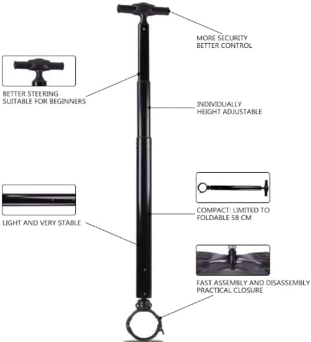60cm-110cm Extendable Aluminium Hover Board Balance Pole Handle Strut - Strong Alloy Locking Design - Stent Rod For Hover Balance Board Scooter Beginner Control Your Hoverboard Like a Pro 6.5" Clasp