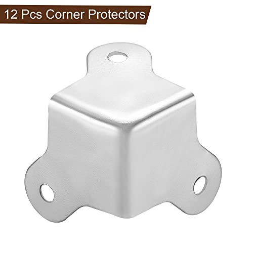 Image of uxcell 22x22x22mm Metal Box Corner Protectors Box Edge Guard Chrome Plating 12pcs
