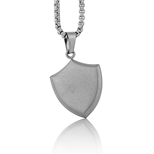 Collier acier inoxydable Akitsune anti-ternissement : pendentif bouclier géométrique