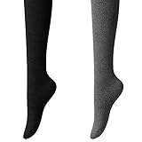 Libella 2er Pack Damen Strumpfhose blickdichte Baumwolle Einheitsgröße Schwarz und Grau 2514