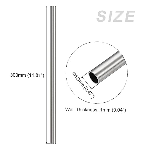 METALLIXITY 316 Edelstahl Rohr (12mm AD x 1mm Wand T x 300mm L) Gerade Schläuche - für Haushalt Geräte Maschinen