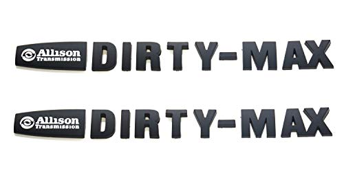 Emblemas DIRTYMAX Duramax para Chevrolet Silverado 2500 HD y 3500 HD en blanco y negro