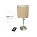 Simple Designs LT2044-TAN Brushed Steel Stick Table Desk Lamp with USB Charging Port and Drum Fabric Shade, Tan Shade