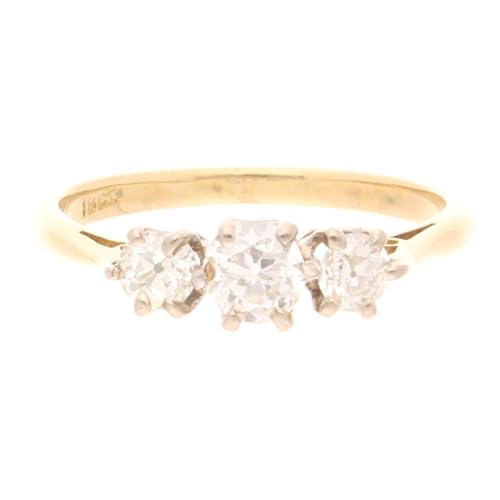 Women's 18Carat Yellow Gold 0.50ct Diamond Three-Stone Ring (Size K) 12.5x4.5mm | Luxury Ladies Ring
