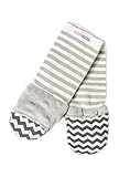 Handsocks Plushy Stay On Strap-Free No-Scratch & Warmth Baby & Kid Mittens (Small (0-6 months), Elodie (Grey Chevron))