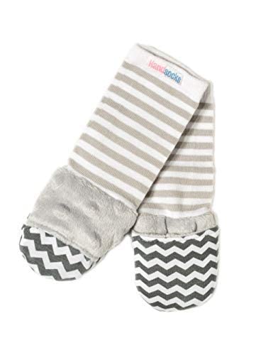 Handsocks Plushy Stay On Strap-Free No-Scratch & Warmth Mittens (Small 0-6 Months. Bicep Size Should be 4.5