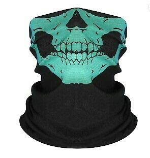 Skull Face Tube Bandana Neck Gaiter (Green, 2)