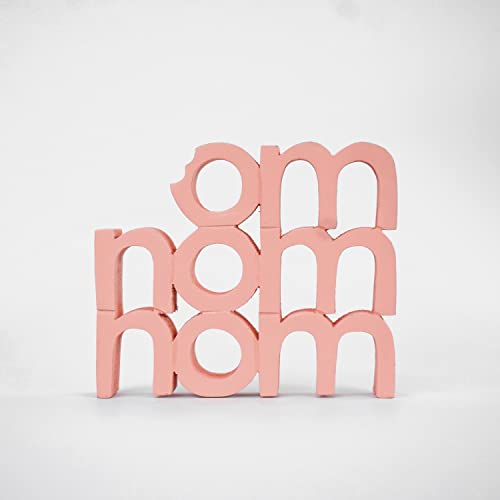 Image of NUKKAD TALES Om Nom Nom Pink Quirky Showpiece Home Decor Items for Living Room Decorative Items for Book Shelf Study Table for Students Birthday Gift Items for Chef Foodies (6 x 5.10 inch)