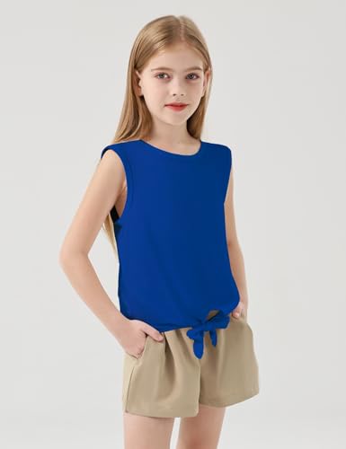 Image of Girls Crop Tops Summer Tie Knot T Shirt Short Sleeve Shirts Tee Tank Top Size 5-14 Years