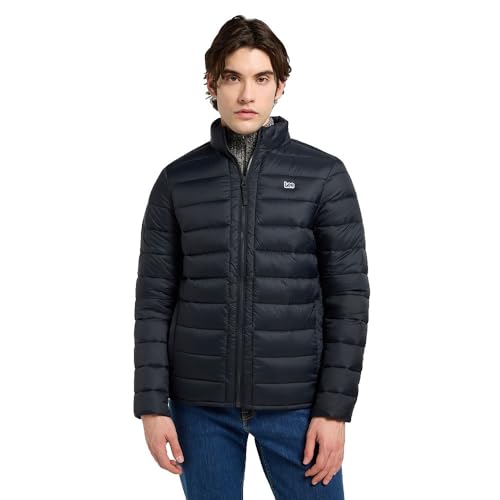 Lee Stand Collar Puffer Chaqueta, Negro, S Hombres