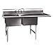 Winholt WS2T1618RD18 SS Series Stainless Sink, 2 Compartment with 1 Drain Board, 16 Gauge, DRBD Right, 12" Water Level, 54-1/2" Length x 23-1/2" Width