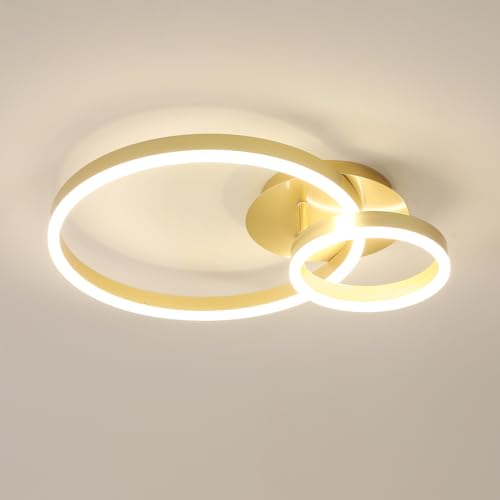 Plafoniera LED Soffitto, 42W 4725LM Lampada da Soffitto Moderna, Plafoniera LED in Acrilico per Camera da Letto Soggiorno Cucina Corridoio, Luce Neutra 4500K, Oro, 50CM