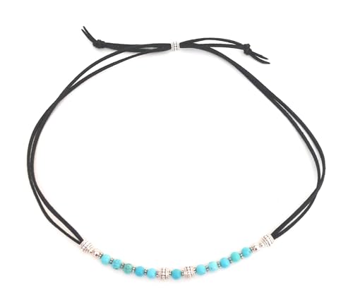 Hat Band Blue Turquoise Gemstone Hat Accessory Adjustable Hatband One Size For Straw Fedora Panama And Brim Hats