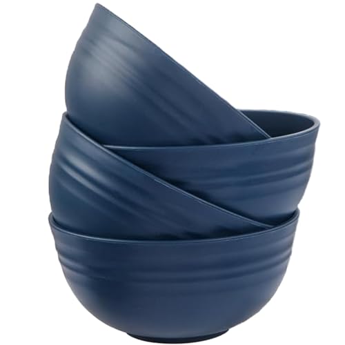 LIVELYPET Juego de 4 cuencos irrompibles para cereales, 24 oz, cuencos de ensalada de plástico, aptos para lavavajillas y microondas, cuencos ligeros y reutilizables para sopa de fideos de arroz