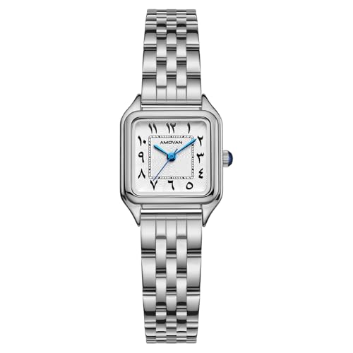 AMOVAN Vintage Gold Watches for Women Small Wrist - Arabic Numeral Dial, Rectangular Quartz Watch...