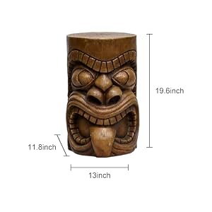SKYFIRE Outdoor Decorative Sculpture - The Grande Tiki God Kanaloa Teeth Indoor Ornamental Outdoor Table Statues for Garden, Patio, Backyard, Lawn, House, Office Decor -19.6"H Concrete Stool End Table SKYFIRE Outdoor Decorative Sculpture The Grande Tiki God Kanaloa Teeth Indoor Ornamental Outdoor Table Statues for Garden Patio Backyard Lawn House Office Decor 196H Concrete Stool End Table