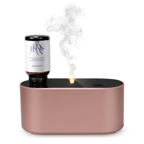 Image of Lecdura Waterless Diffuser for Essential Oil, Battery Operated Scent Air Aromatherapy Diffuser, Mini Aroma Diffusers with 3 Intermittent Mist Modes, Cycle Start for Home Office Bedroom - Rose Gold