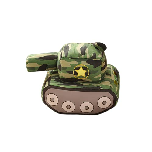 Image of Car Plush Toy Soft Stuffed Car Plush Pillow Toy CuteTractor Cartoon Throw Pillow Plushie Gifts for Kids Birthday Christmas Party (Tank)