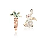 Stil: süß WOZUIMEI Ohrstecker Ohrstecker Ohrstecker Ohrstecker Zirkon Micro-Set Asymmetrische Kleine Ohrringe Weiblich 925 Sterling Silber Nadel Niedlich Bunny Karotte Ohrringe Schmuck für Frauen, Gold