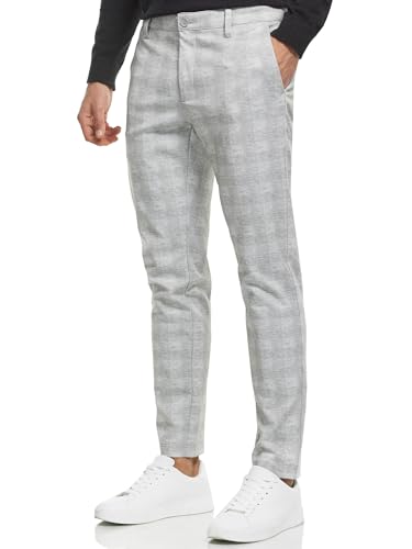 Indicode Herren Rodekro Performance Pants | Chinohose Herrenhose Super Stretch Stoffhose Bequeme Business Hose für Männer Grey Check, 32/32