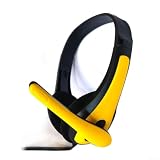 Cuffie over-ear con doppio cavo e microfono, comode cuffie da gioco cablate per PC e console (giallo)