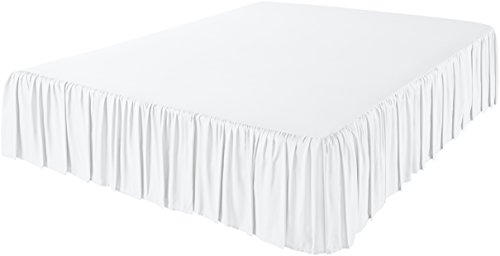 Image of Amazon Basics Lightweight Ruffled Bed Skirt, Machine Washable, Wrinkle Resistant, Classic Style, Soft 100% Microfiber With 16 inch Drop, King, Bright White