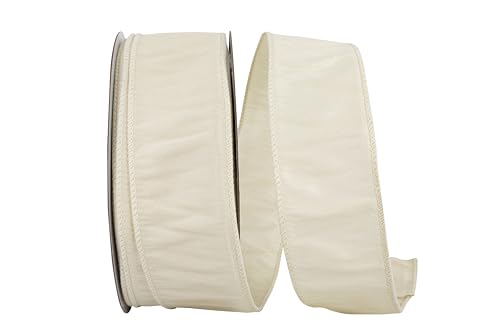 Ribbon - Dupioni Supreme Wired Edge, Ivory, 2-1/2 Inch, 50 Yards