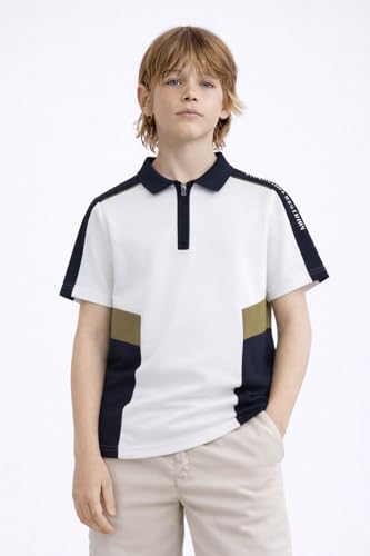 Image of Alan Jones Clothing Boys Cotton Blend Regular Fit Colorblock Polo T-Shirt