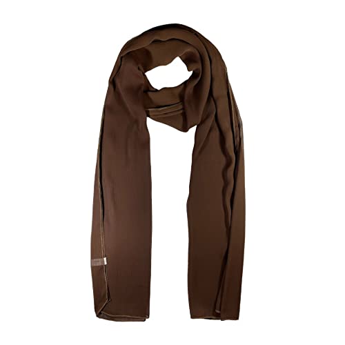 WESTEND CHOICE Crepe Chiffon Scarf Ladies Neck Wrap Women Scarves Crinkle Chiffon Scarf Stole Shawl women's scarves & wraps 150x47 cm (Dark brown)